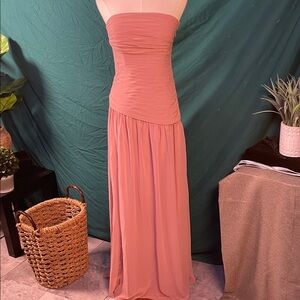 Elegant Strapless Blush Maxi Dress